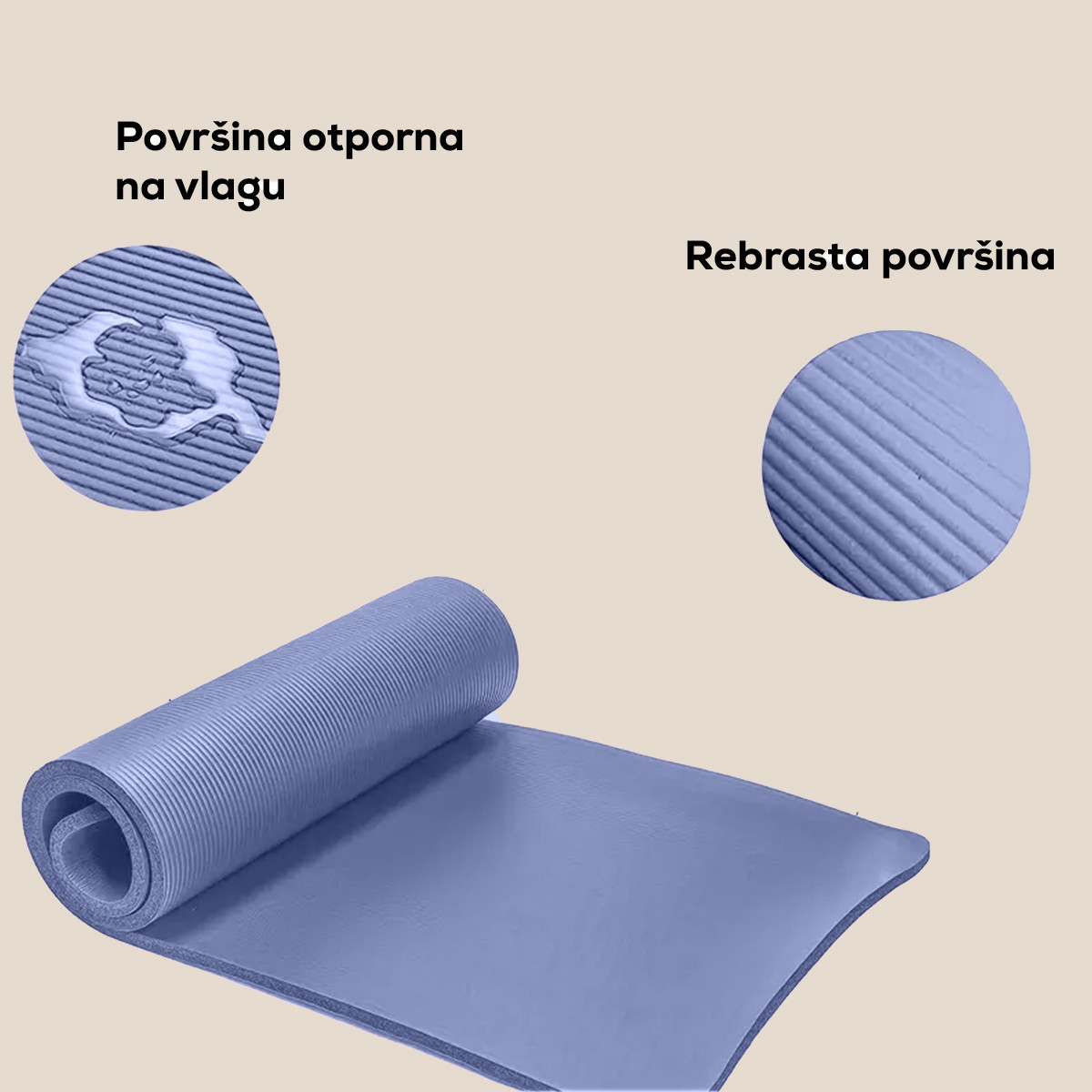 Fitnes prostirka debljine 15mm, plava 