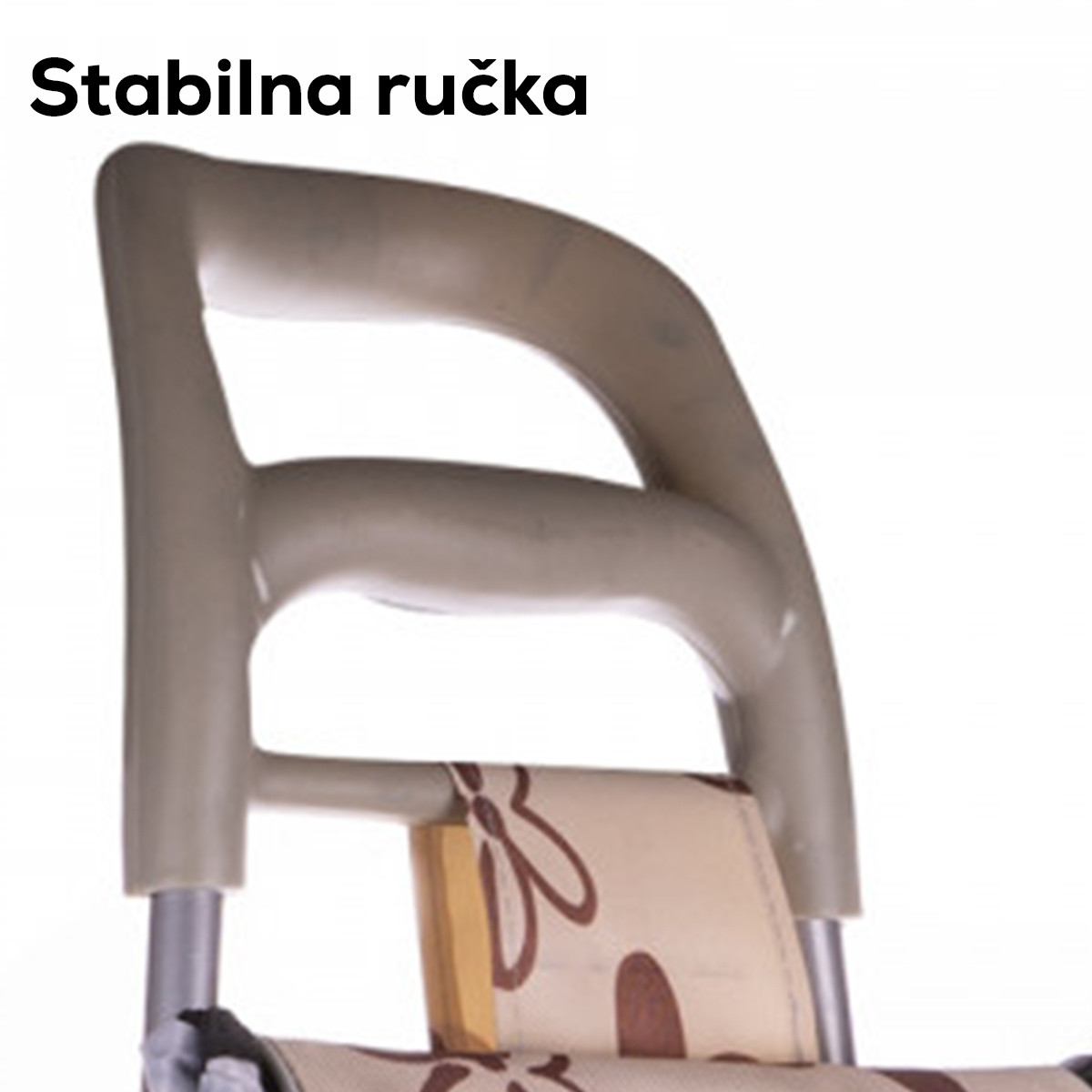 Praktična kolica za kupovinu, bež sa cvetićima