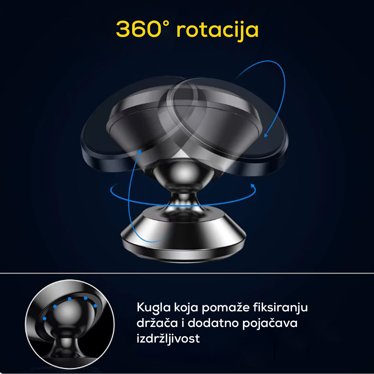 Magnetni nosač za telefon u automobilu sa instalacijom na ventilacione otvore 