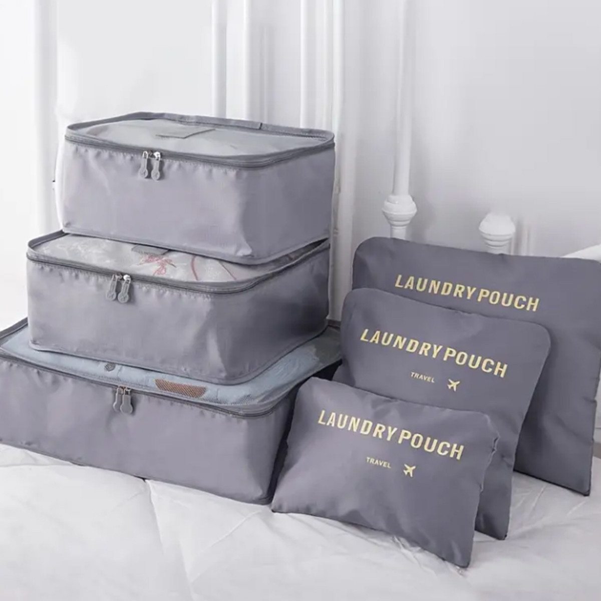 Set od 6 torbi za organizaciju prtljaga, fantastično rešenje za putovanja, sivi 