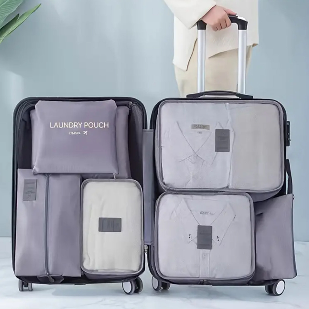 Set od 6 torbi za organizaciju prtljaga, fantastično rešenje za putovanja, sivi 