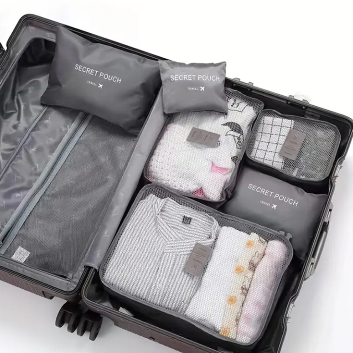 Set od 6 torbi za organizaciju prtljaga, fantastično rešenje za putovanja, sivi 