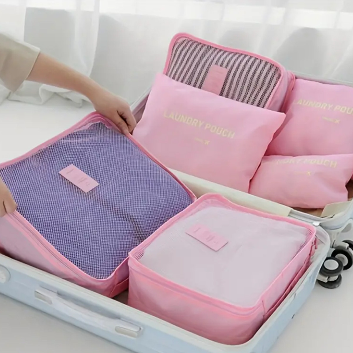 Set od 6 torbi za organizaciju prtljaga, fantastično rešenje za putovanja, pink 