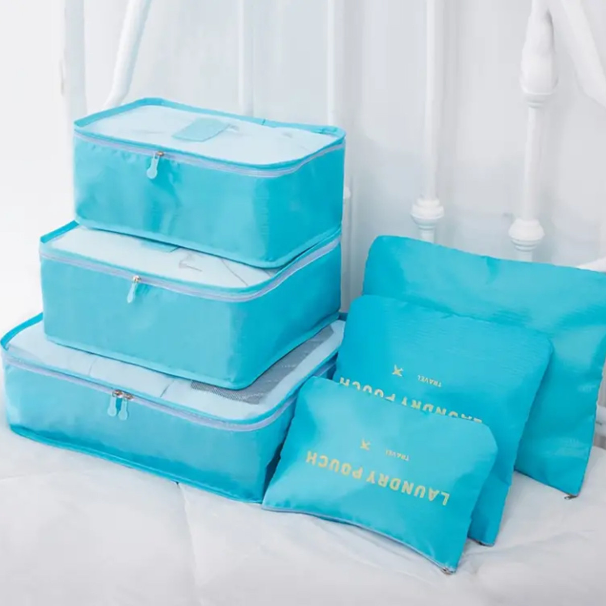 Set od 6 torbi za organizaciju prtljaga, fantastično rešenje za putovanja, svetlo plavi 
