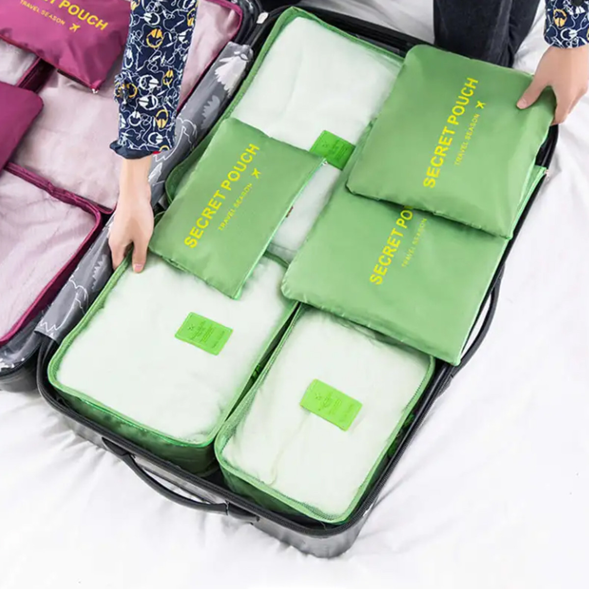 Set od 6 torbi za organizaciju prtljaga, fantastično rešenje za putovanja, zeleni 