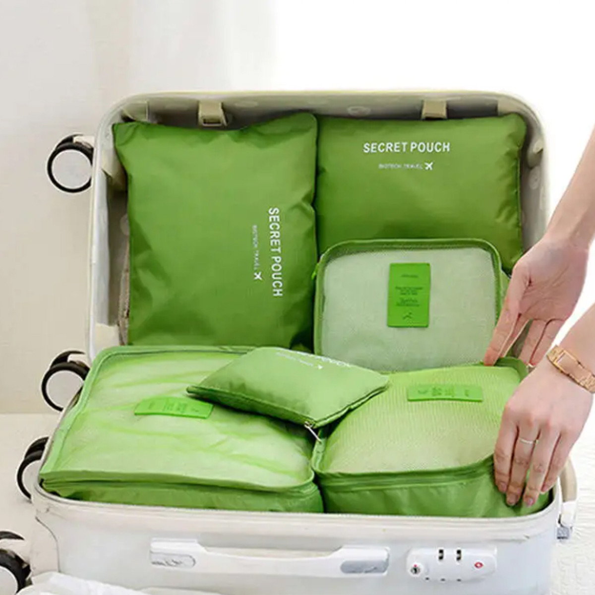 Set od 6 torbi za organizaciju prtljaga, fantastično rešenje za putovanja, zeleni 