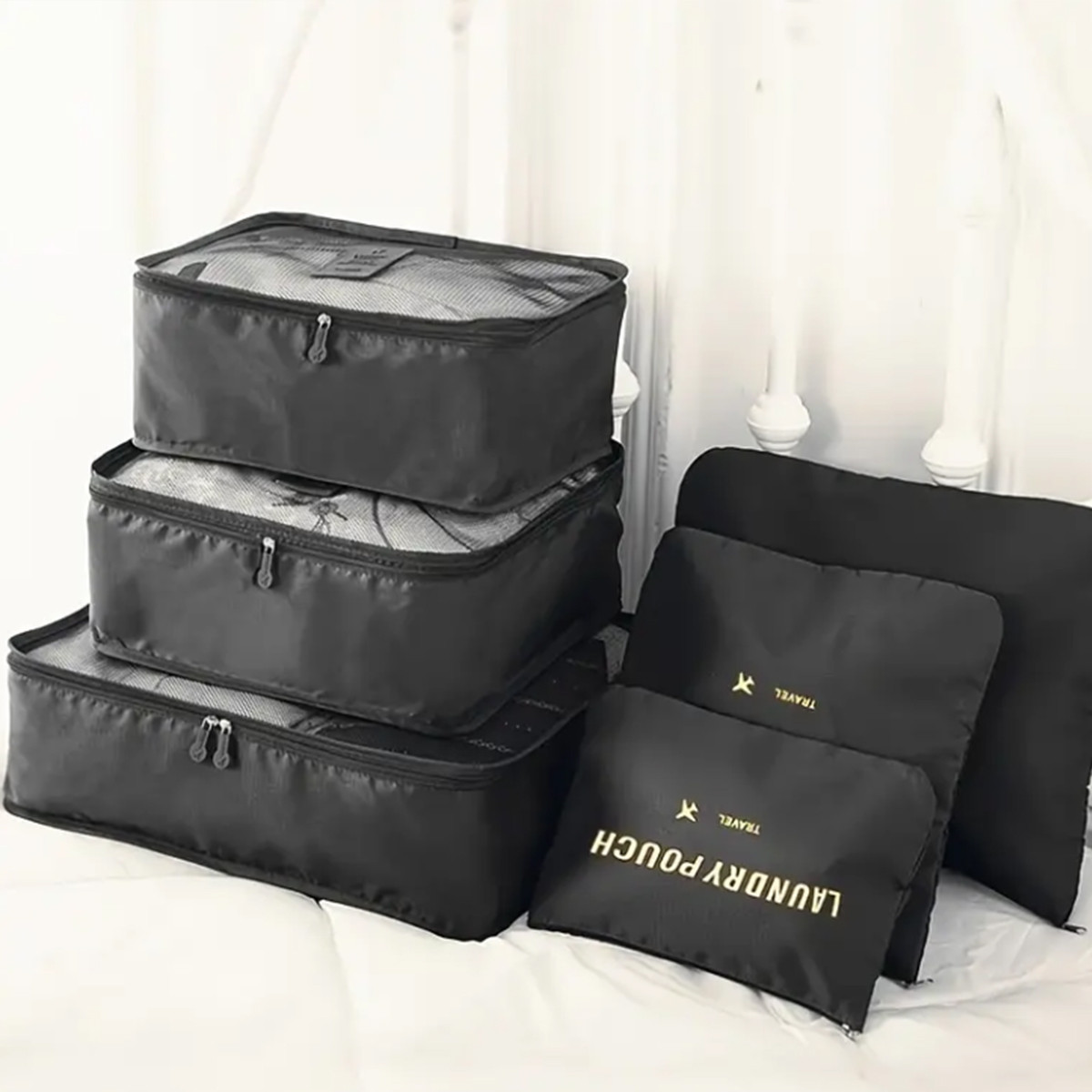 Set od 6 torbi za organizaciju prtljaga, fantastično rešenje za putovanja, crni 