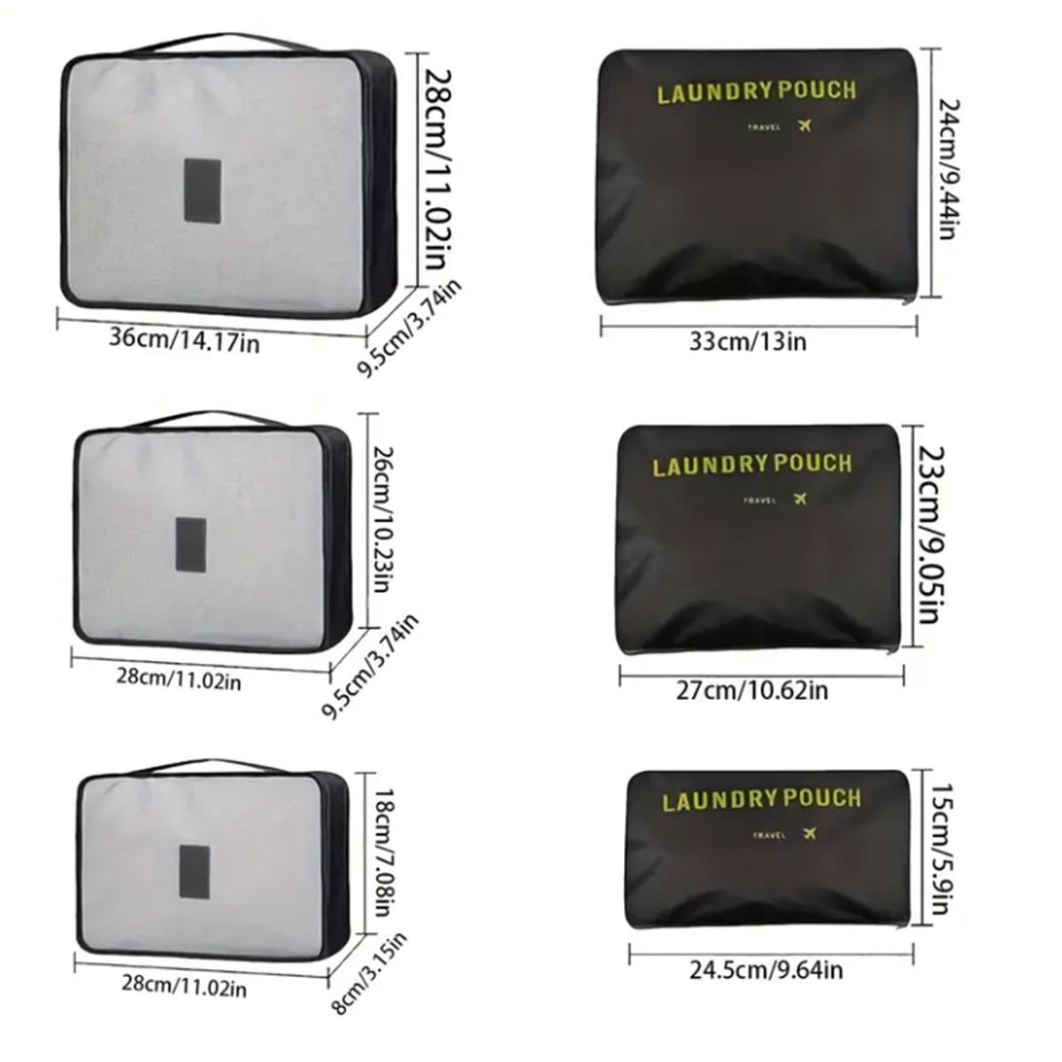 Set od 6 torbi za organizaciju prtljaga, fantastično rešenje za putovanja, crni 