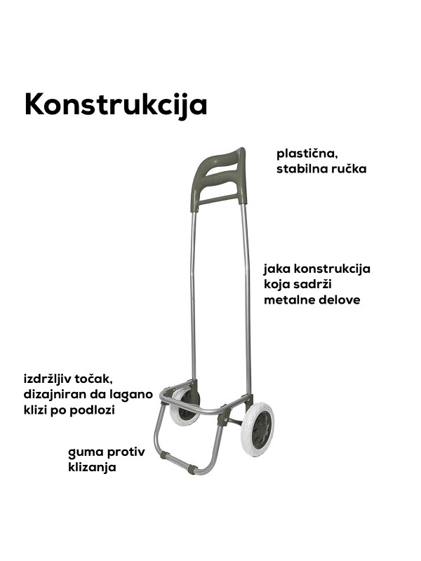 Praktična kolica za kupovinu, bež sa cvetićima