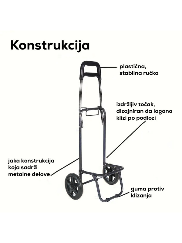 Praktična kolica za kupovinu, zelena