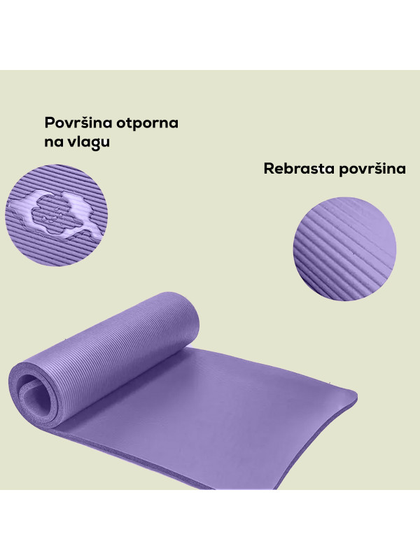 Fitnes prostirka debljine 15mm, ljubičasta 